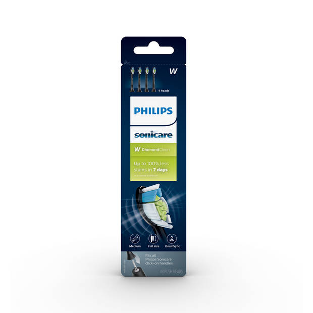 Philips Sonicare opzetborstels Optimal White HX6064/11 - set van 4 - zwart