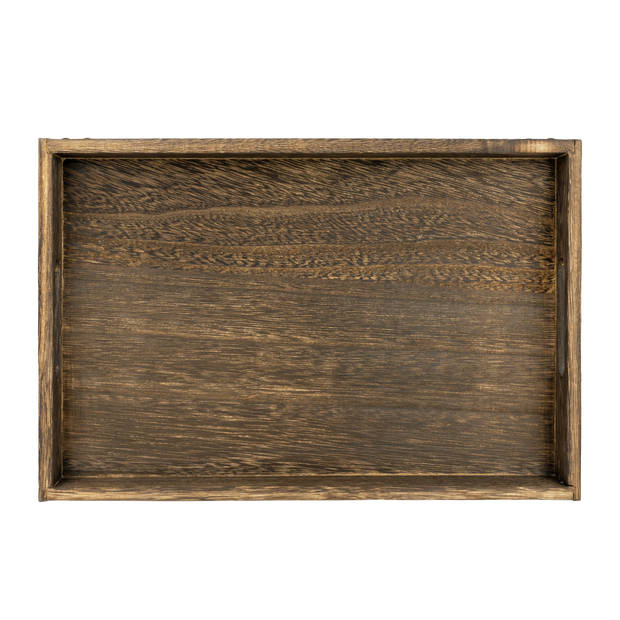 QUVIO Dienblad decoratief rechthoekig met handvaten - 36 x 24 cm - Hout - Bruin