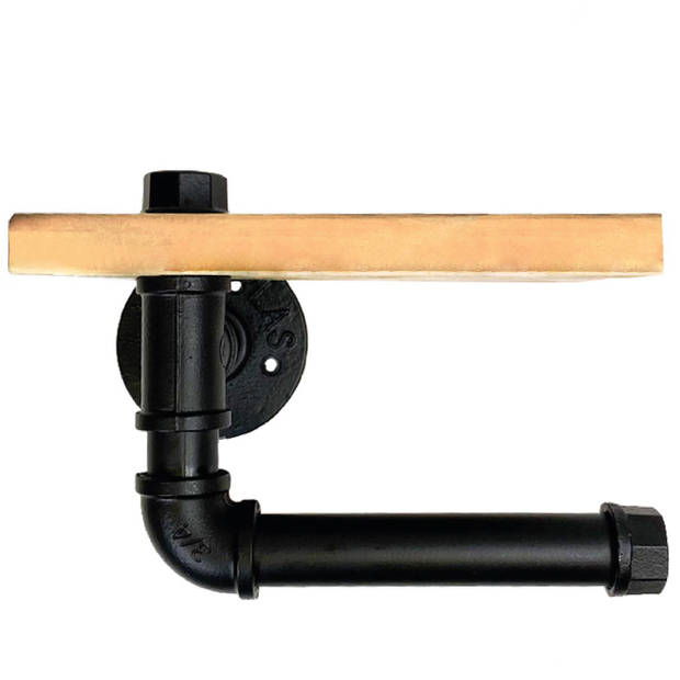 QUVIO Toiletrolhouder met plank - Zwart