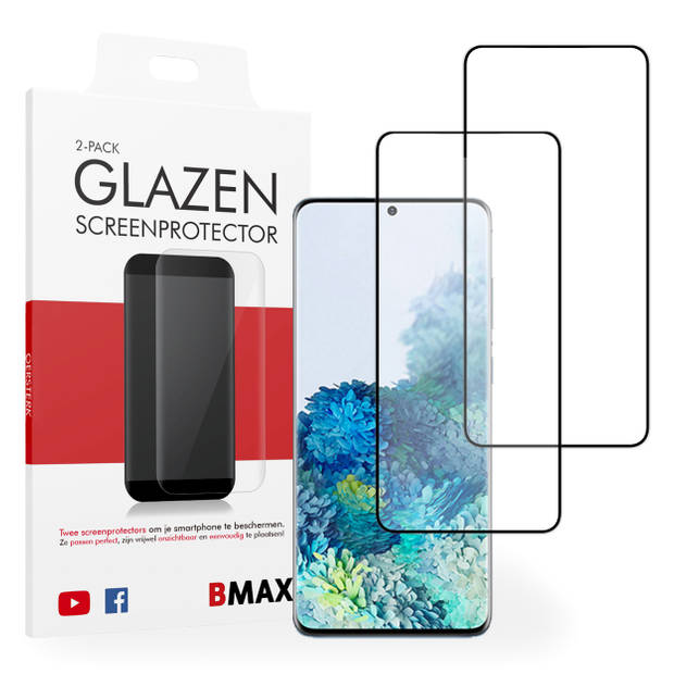 2-pack BMAX Samsung Galaxy S20+ Screenprotector - Glass - Full Cover 5D - Black