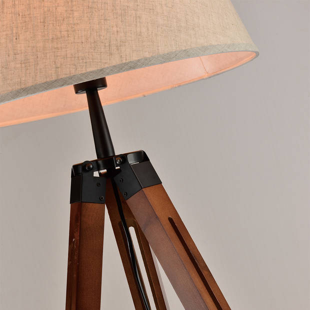QUVIO Vloerlamp driepoot hout met beige kap - QUV5041L-WOOD