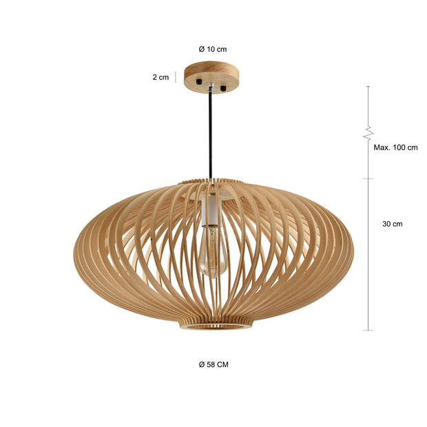 QUVIO Hanglamp hout rond 58cm - QUV5045L-WOOD