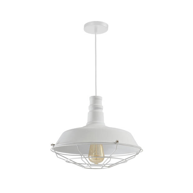 QUVIO Hanglamp staal met rooster wit - QUV5049L-WHITE
