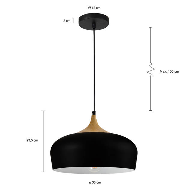 QUVIO Hanglamp rond zwart - QUV5064L-BLACK
