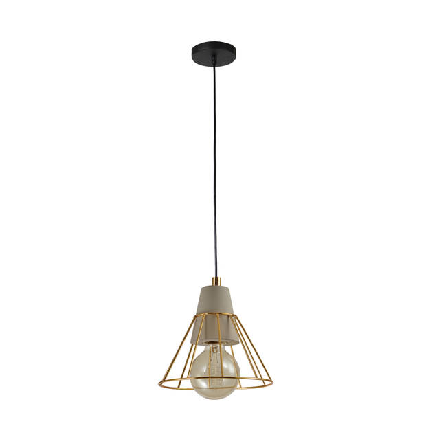 QUVIO Hanglamp beton en staal prismavormig goud - QUV5097L-GOLD