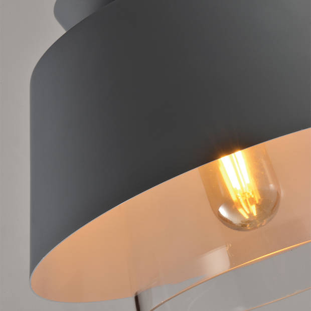 QUVIO Hanglamp metaal en glas grijs - QUV5100L-GREY