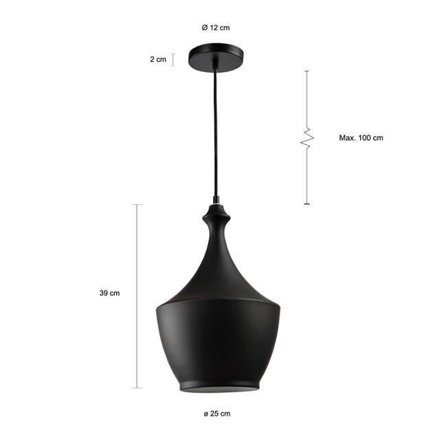 QUVIO Hanglamp rond zwart - QUV5107L-BLACK