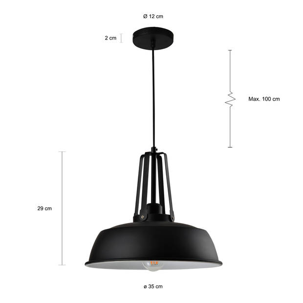 QUVIO Hanglamp rond zwart - QUV5080L-BLACK
