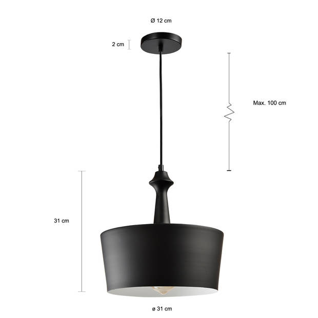 QUVIO Hanglamp rond zwart - QUV5108L-BLACK