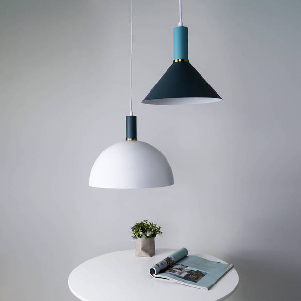 QUVIO Hanglamp wit en blauw - QUV5087L-BLUE/WHITE