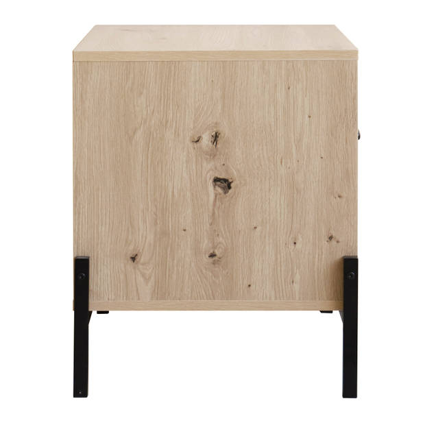 QUVIO Nachtkastje met deurtje en open lade - QUV1020 - Walnut light brown