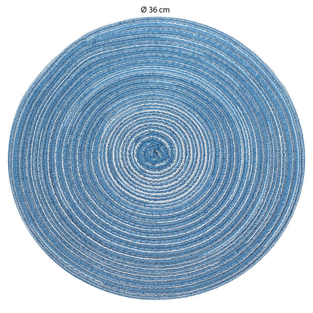 Krumble Placemat rond - Blauw/grijs - Set van 8