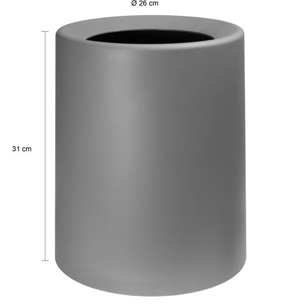 QUVIO Prullenbak plastic met binnenemmer - 12 L - Donker grijs
