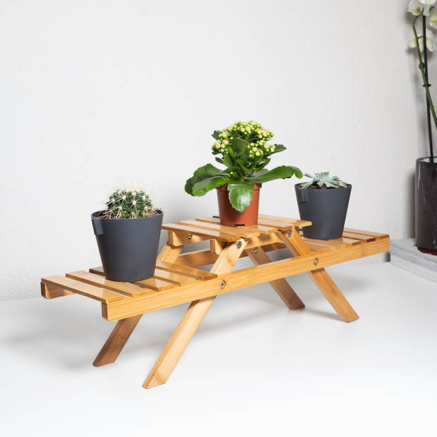 QUVIO Plantenstandaard met 3 planken - Bamboe