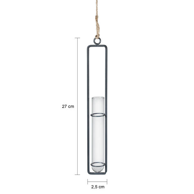 QUVIO Hangend vaasje met metalen frame - M - 15,3 CM