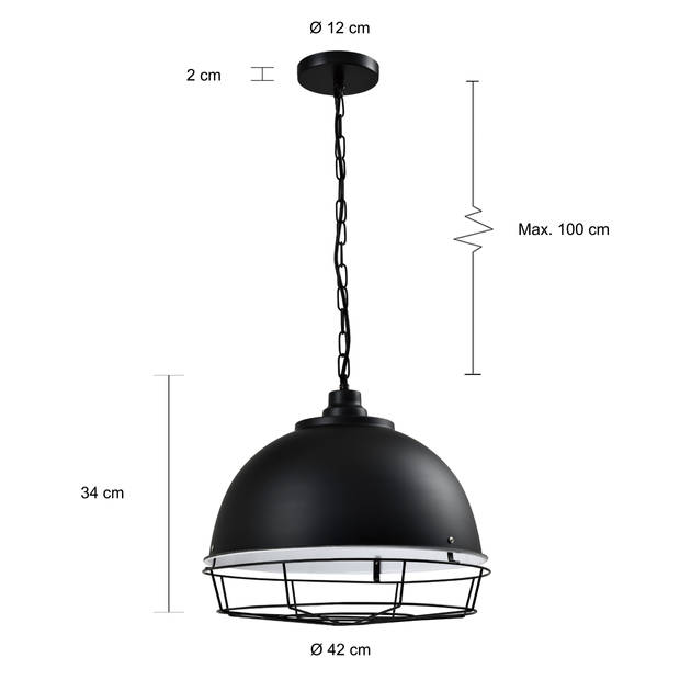 QUVIO Hanglamp rond met metal frame zwart - QUV5131L-BLACK