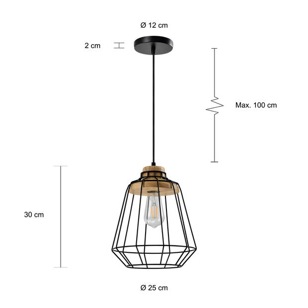 QUVIO Hanglamp met metalen frame zwart - QUV5155L-BLACK