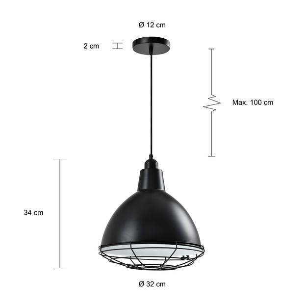 QUVIO Hanglamp rond met metal frame zwart - QUV5166L-Black
