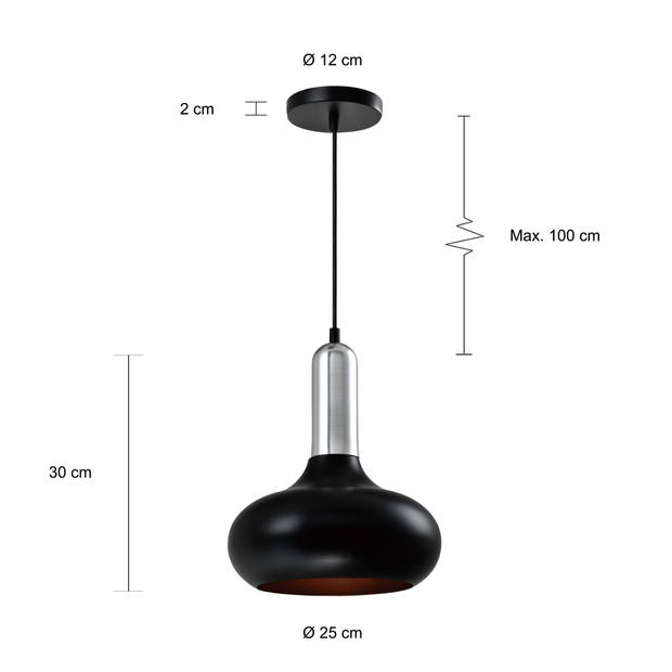QUVIO Hanglamp rond zwart - QUV5120L-BLACK