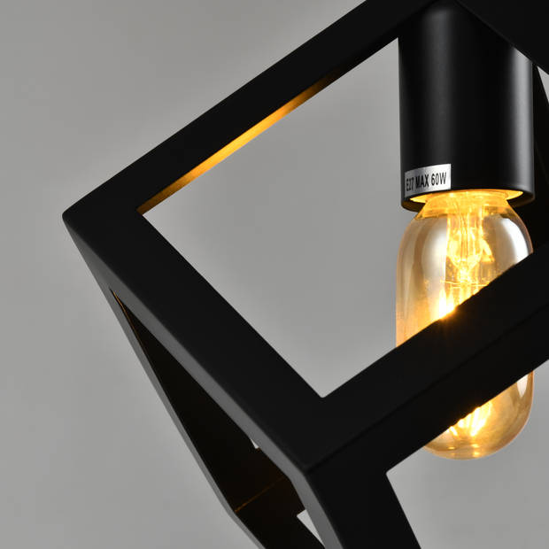 QUVIO Hanglamp met metalen frame vierkant zwart - QUV5150L-BLACK