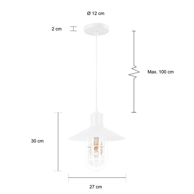 QUVIO Hanglamp metaal en glas - QUV5082L-WHITE