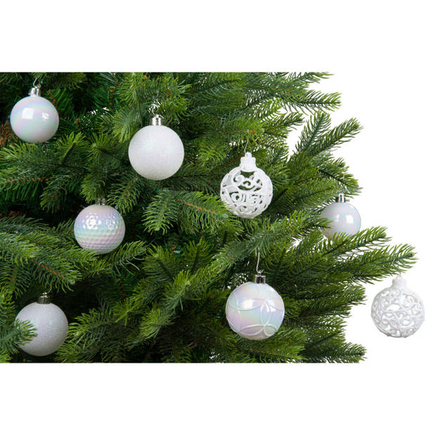 Bellatio Decorations kerstballen - 37x -parelmoer - 6 cm -kunststof - Kerstbal