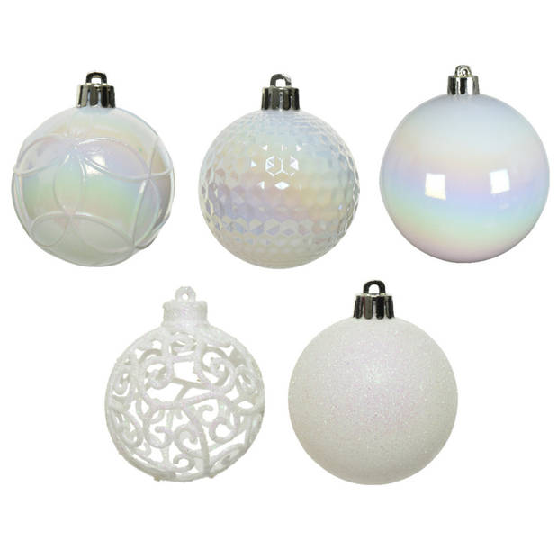 Bellatio Decorations kerstballen - 37x -parelmoer - 6 cm -kunststof - Kerstbal