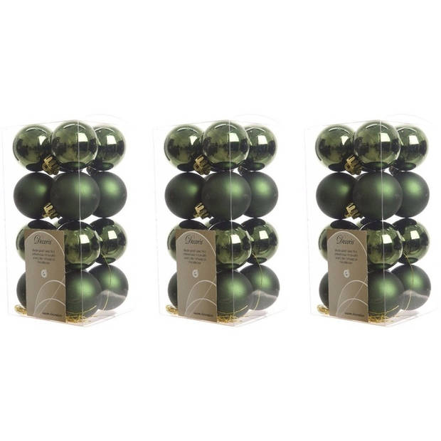 48x Kunststof kerstballen glanzend/mat donkergroen 4 cm kerstboom versiering/decoratie - Kerstbal