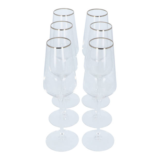 4goodz Alvito Champagne Flutes 6 stuks inhoud 21 cl met Zilveren Rand