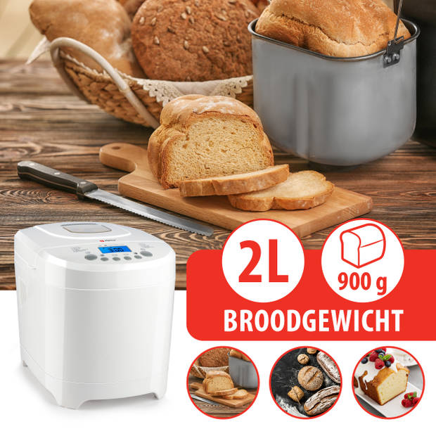 alpina Broodbakmachine - kleine tot grote Broden - Timer - 12 Bakprogramma's - ook voor Cake, Jam en Ketchup - 600W