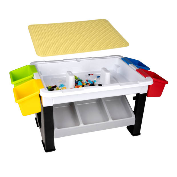 Eddy Toys 300-Delige Set Speelgoed - Speeltafel: 48 x 35 x 31 Cm - 291 Bouwblokken - Opbergruimte - Plastic