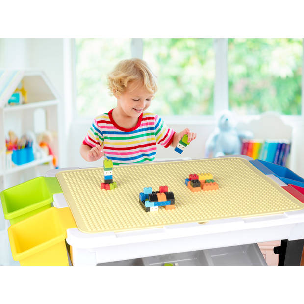 Eddy Toys 300-Delige Set Speelgoed - Speeltafel: 48 x 35 x 31 Cm - 291 Bouwblokken - Opbergruimte - Plastic