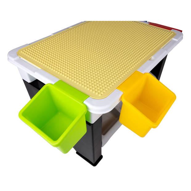 Eddy Toys 300-Delige Set Speelgoed - Speeltafel: 48 x 35 x 31 Cm - 291 Bouwblokken - Opbergruimte - Plastic