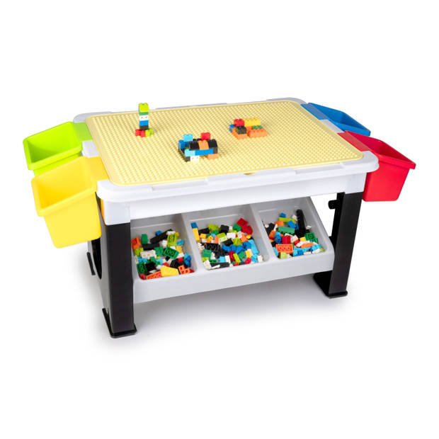 Eddy Toys 300-Delige Set Speelgoed - Speeltafel: 48 x 35 x 31 Cm - 291 Bouwblokken - Opbergruimte - Plastic