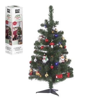 Complete kunst kerstboom/kunstboom met versiering en verlichting 90 cm - Kunstkerstboom