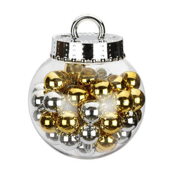 100x Kunststof kerstballetjes pakket mix zilver/goud 3 cm - Kerstbal