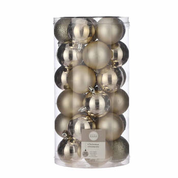 60x Kunststof kerstballen licht champagne 6 cm - Kerstbal