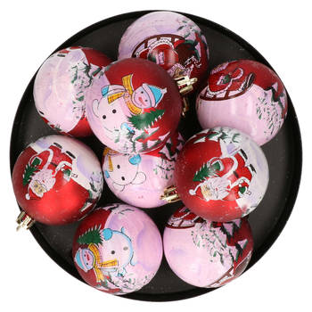 27x Kunststof kerstballen met kerstmannen en sneeuwpoppen 6 cm - Kerstbal