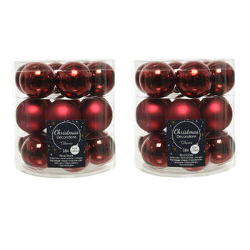 36x stuks kleine glazen kerstballen donkerrood (oxblood) 4 cm mat/glans - Kerstbal