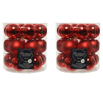 36x stuks kleine glazen kerstballen rood 4 cm mat/glans - Kerstbal