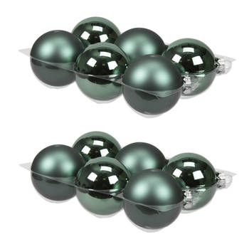 12x stuks glazen kerstballen emerald groen (greenlake) 8 cm mat/glans - Kerstbal