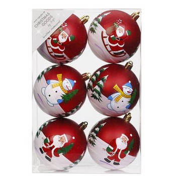 12x Kunststof kerstballen met kerstmannen en sneeuwpoppen 8 cm - Kerstbal