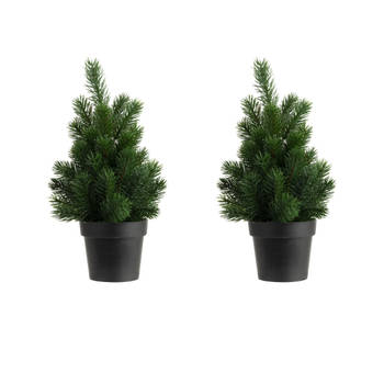 2x stuks kunstboom/kunst kerstboom groen 45 cm - Kunstkerstboom