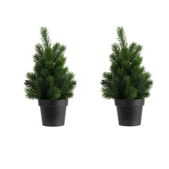 2x stuks kunstboom/kunst kerstboom groen 30 cm - Kunstkerstboom