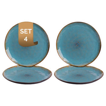 Palmer Bord Lotus 27.5 cm Turquoise Zwart Stoneware 4 stuks