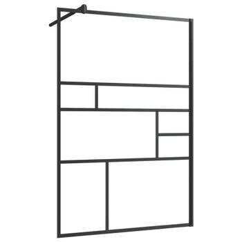 vidaXL Inloopdouchewand 115x195 cm ESG-glas transparant en zwart