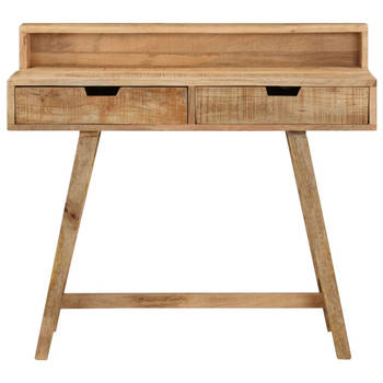 The Living Store Bureau Vintage Stijl - Massief Ruw Mangohout - 100x45x90 cm - Met 2 Lades