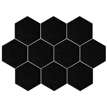 QUVIO Vilten memobord hexagon set van 10 - Zwart