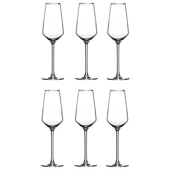 4goodz Alvito Champagne Flutes 6 stuks inhoud 21 cl met Zilveren Rand