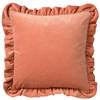 Dutch Decor - YARA - Sierkussen 45x45 cm - 100% katoen - velvet - met ruches - Muted Clay - roze